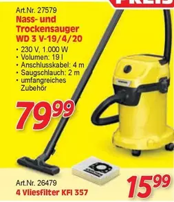 Nass- und Trockensauger WD 3 V-19/4/20