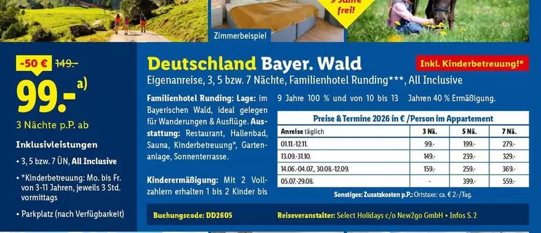 Kinder - Deutschland Bayer. Wald Eigenanreise, 3, 5 bzw. 7 Nächte, Familienhotel Runding***, All Inclusive