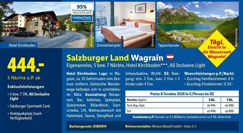 Kinder - Salzburger Land Wagrain Eigenanreise, 5 bzw. 7 Nächte, Hotel Kirchboden, All Inclusive Light