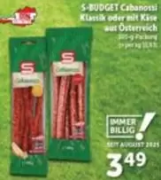 S-BUDGET Cabanossi Klassik oder mit Käse