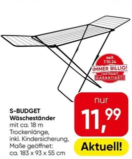 Wäscheständer mit ca. 18 m Trockenlänge, inkl. Kindersicherung