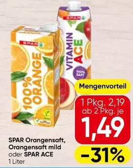 Orange - nsaft, nsaft mild oder SPAR ACE