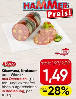 Käsewurst, Krakauer oder Wiener