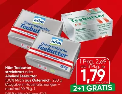 Nöm Teebutter streichzart oder Almliesl Teebutter