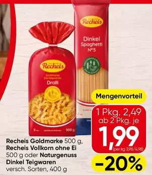 Goldmarke 500 g, Vollkorn ohne Ei 500 g oder Naturgenuss Dinkel Teigwaren versch. Sorten, 400 g