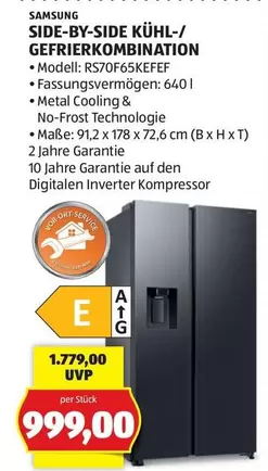 Samsung - SIDE-BY-SIDE KÜHL-/GEFRIERKOMBINATION RS70F65KEFEF