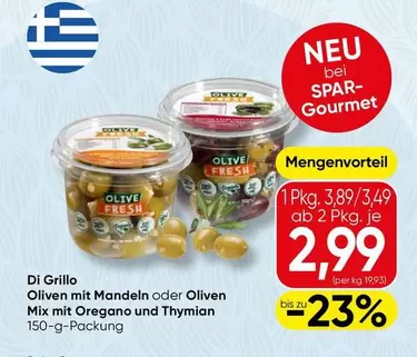 Gourmet - Oliven mit Mandeln oder Oliven Mix mit Oregano und Thymian