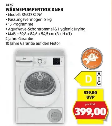 WÄRMEPUMPENTROCKNER Modell: BM3T3829W