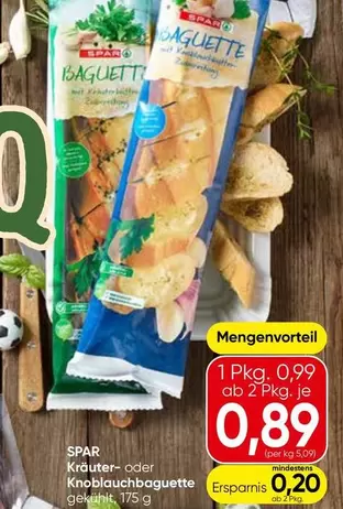 Kräuter- oder Knoblauchbaguette