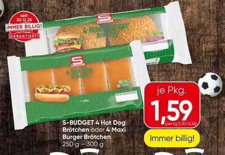 4 Hot Dog Brötchen oder 4 Maxi Burger Brötchen