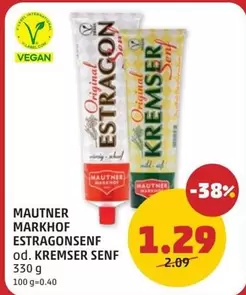 Vegan - ESTRAGON SENF od. KREMZER SENF