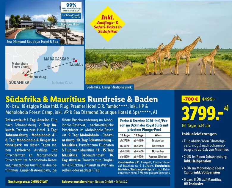 Baden - Südafrika & Mauritius Rundreise &