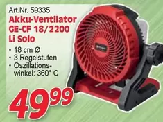 Akku-Ventilator GE-CF 18/2200 Li Solo