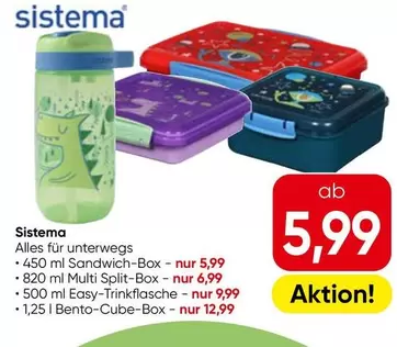 Sandwich-Box, Multi Split-Box, Easy-Trinkflasche, Bento-Cube-Box