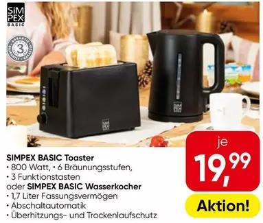 SIMPEX BASIC Toaster oder SIMPEX BASIC Wasserkocher