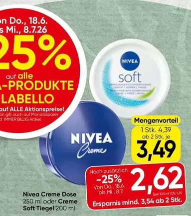 Creme Dose 250 ml oder Creme Soft Tiegel 200 ml