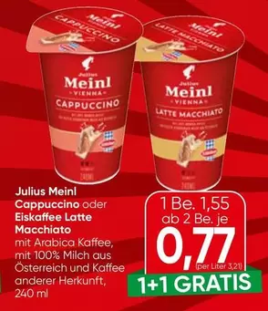 Cappuccino oder Eiskaffee Latte Macchiato