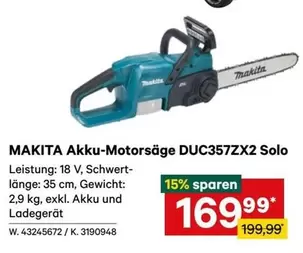 Makita - Akku-Motorsäge DUC357ZX2 Solo