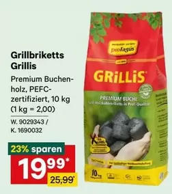 Grillbriketts Grillis, Premium Buchenholz, PEFC-zertifiziert, 10 kg