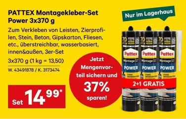 Montagekleber-Set Power 3x370 g