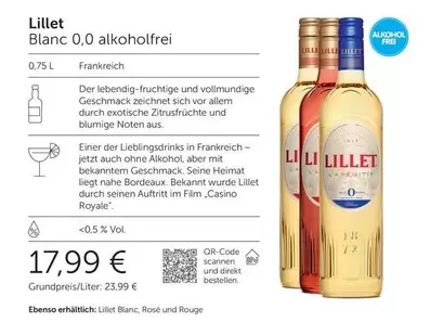 Lillet -  Blanc 0,0 alkoholfrei