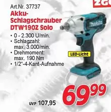Makita - Akku-Schlagschrauber DTW190Z Solo