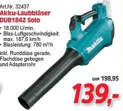 Makita - Akku-Laubbläser DUB184Z Solo