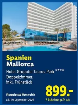 Park - Spanien Mallorca Hotel Grupotel Taurus  Doppelzimmer, inkl. Frühstück