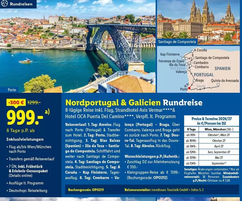 Porto - Nordportugal & Galicien Rundreise