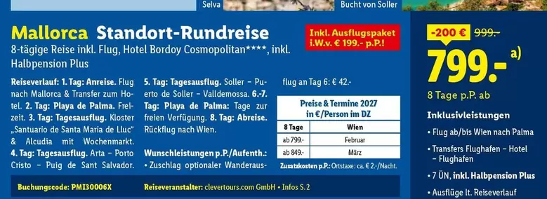 Porto - Mallorca Standort-Rundreise 8-tägige Reise inkl. Flug, Hotel Bordoy Cosmopolitas****, Halbpension Plus