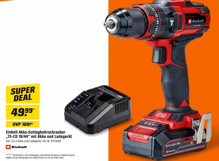 Einhell - Akku-Schlagbohrschrauber TE-CD 18/40 Li BL (2x2,0Ah)