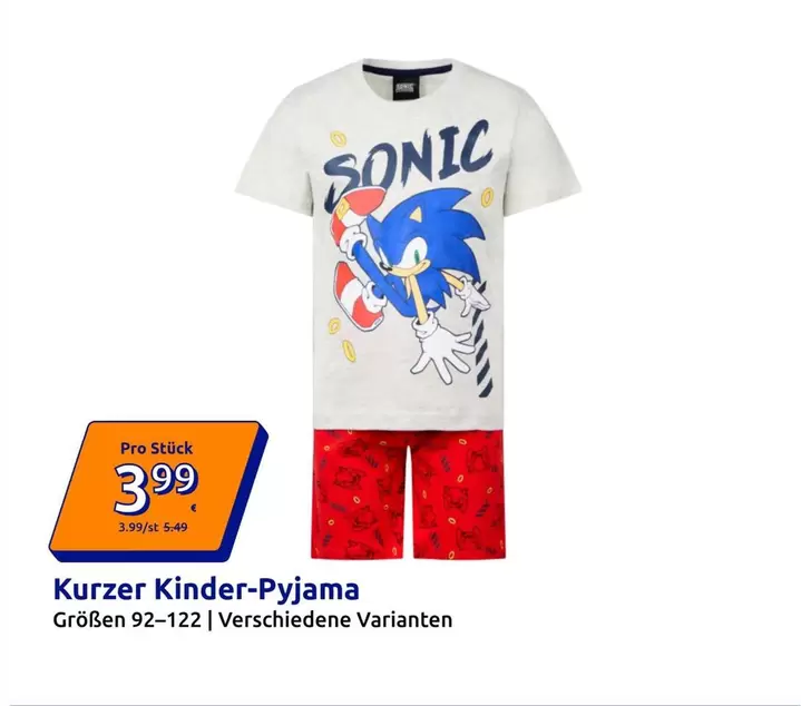 Sonic - Kurzer Kinder-Pyjama