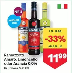 Amaro, Limoncello oder Arancia 0,0%