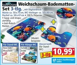 Herz - Weichschaum-Badematten-Set 3-tlg.