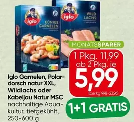 Polar - Iglo Garnelen, -dorsch natur XXL, Wildlachs oder Kabeljau Natur MSC