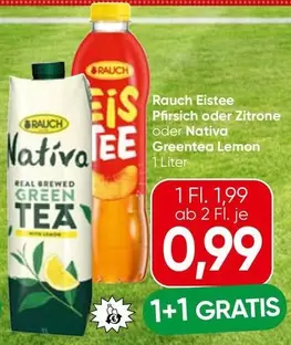 Eistee Pfirsich oder Zitrone oder Nativa Greentea Lemon