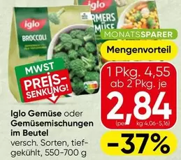 Gemüse oder Gemüsemischungen im Beutel
