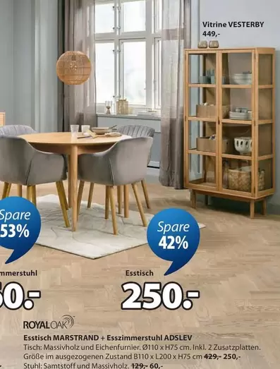 Royal - Esstisch MARSTRAND + Esszimmerstuhl ADSLEV