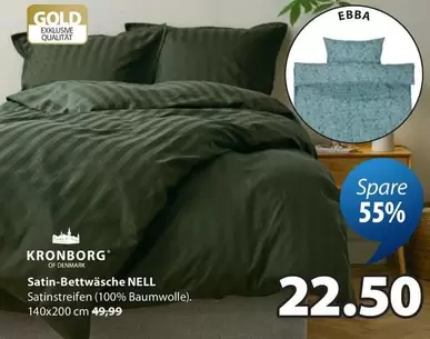 Gold - Satin-Bettwäsche NELL Satinstreifen
