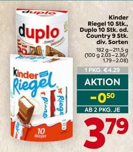 Kinder - Riegel 10 Stk., Duplo 10 Stk.