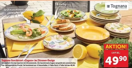 Geschirrset "Zagara" im Zitronen-Design