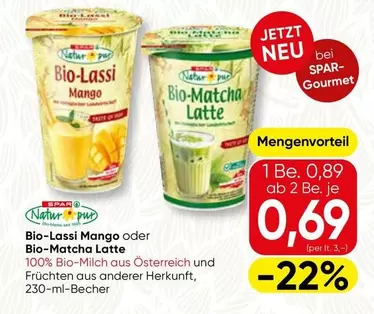 Gourmet - Bio-Lassi Mango oder Bio-Matcha Latte