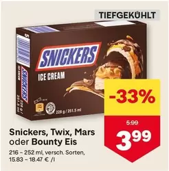 Snickers, Twix, Mars oder Bounty Eis
