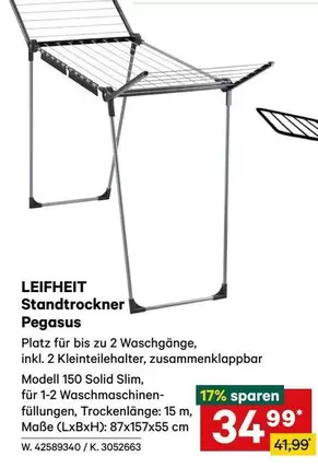 Pegasus - Standtrockner Modell 150 Solid Slim