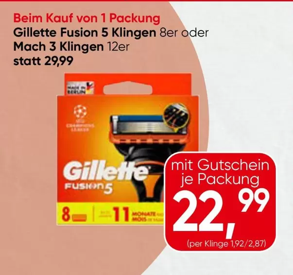 Gillette Fusion 5 Klingen 8er oder Mach 3 Klingen 12er