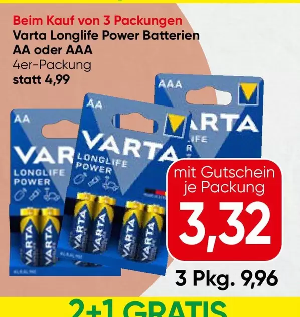 Longlife Power Batterien AA oder AAA 4er-Packung