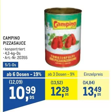 Camping - CAMPINO PIZZASAUCE 4,2-kg-Ds Art.-Nr. 20355