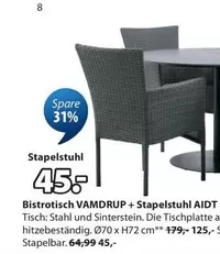 Bistrotisch VAMDRUP + Stapelstuhl AIDT