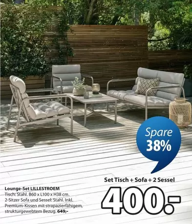 Lounge-Set LILLESTROM Set Tisch + Sofa + 2 Sessel