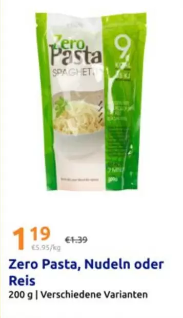 Zero Pasta, Nudeln oder Reis